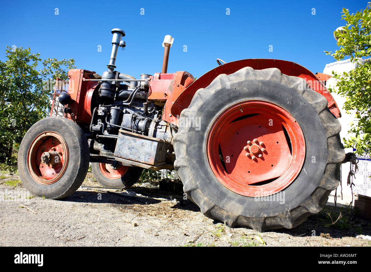 Old German Hanomag tractor fitted with a Spanish Barreiros Diesel S A engine Stock Photo