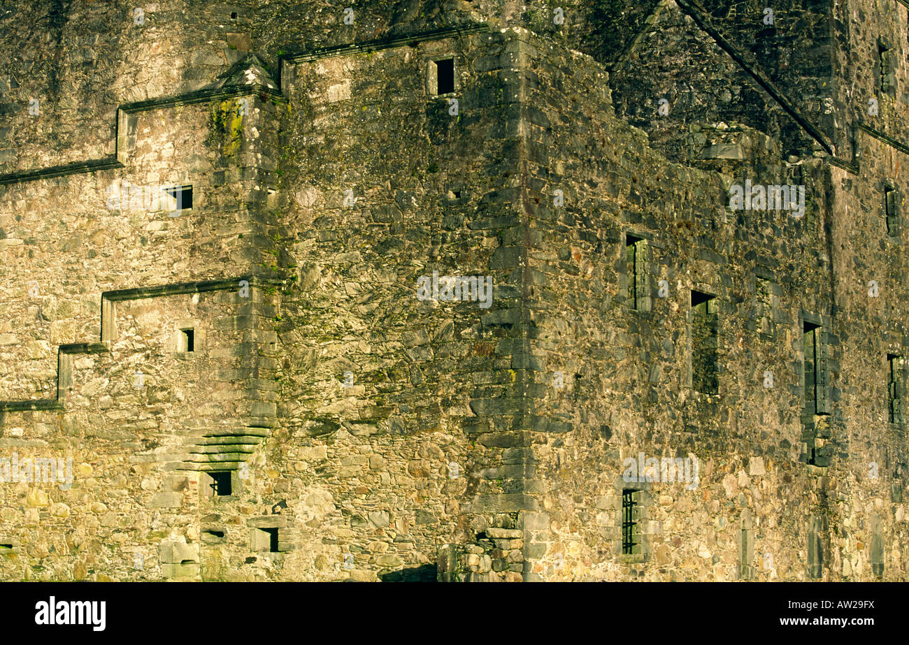 Carnasserie Castle in the Kilmartin Valley south of Oban, Argyll, S.W. Scotland, UK. Exterior old stone wall detail Stock Photo