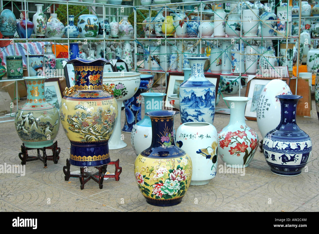 Chinese Porcelain Vases, Hanoi, Viet Nam Stock Photo