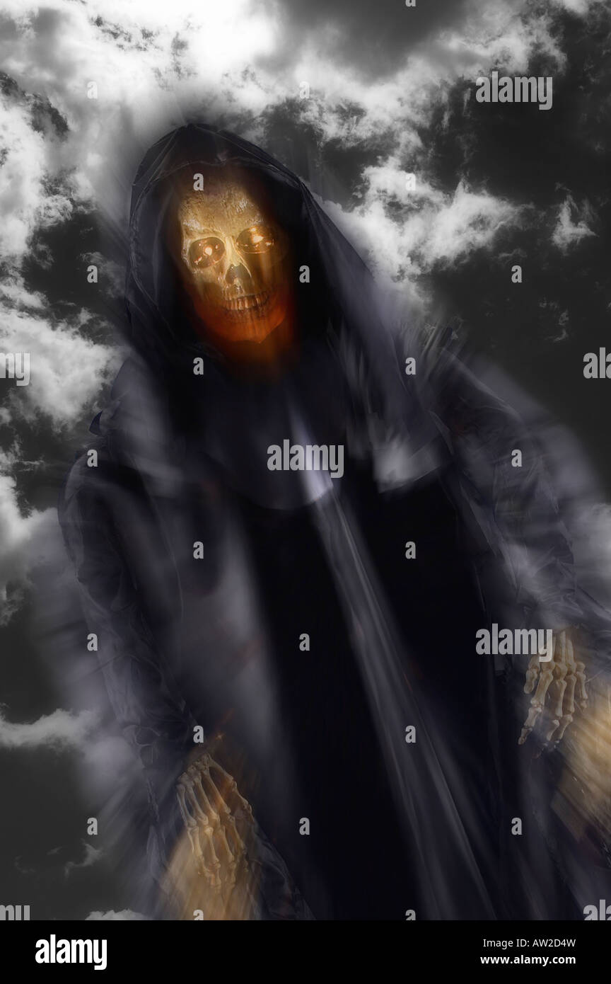 Ghost Ghoul Demon Haunting The Night Of Halloween With The Full Moon Stock Photo