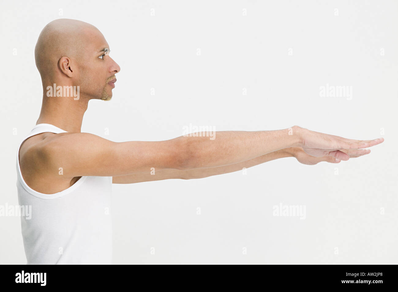 Strong man arms stretched out back Stock Photo by ©alanpoulson