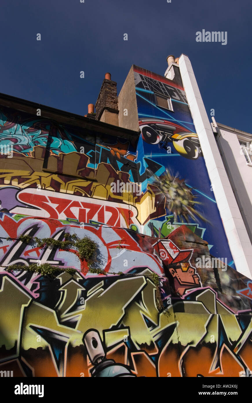 Graffiti on buildings in Brighton, England Stock Photo