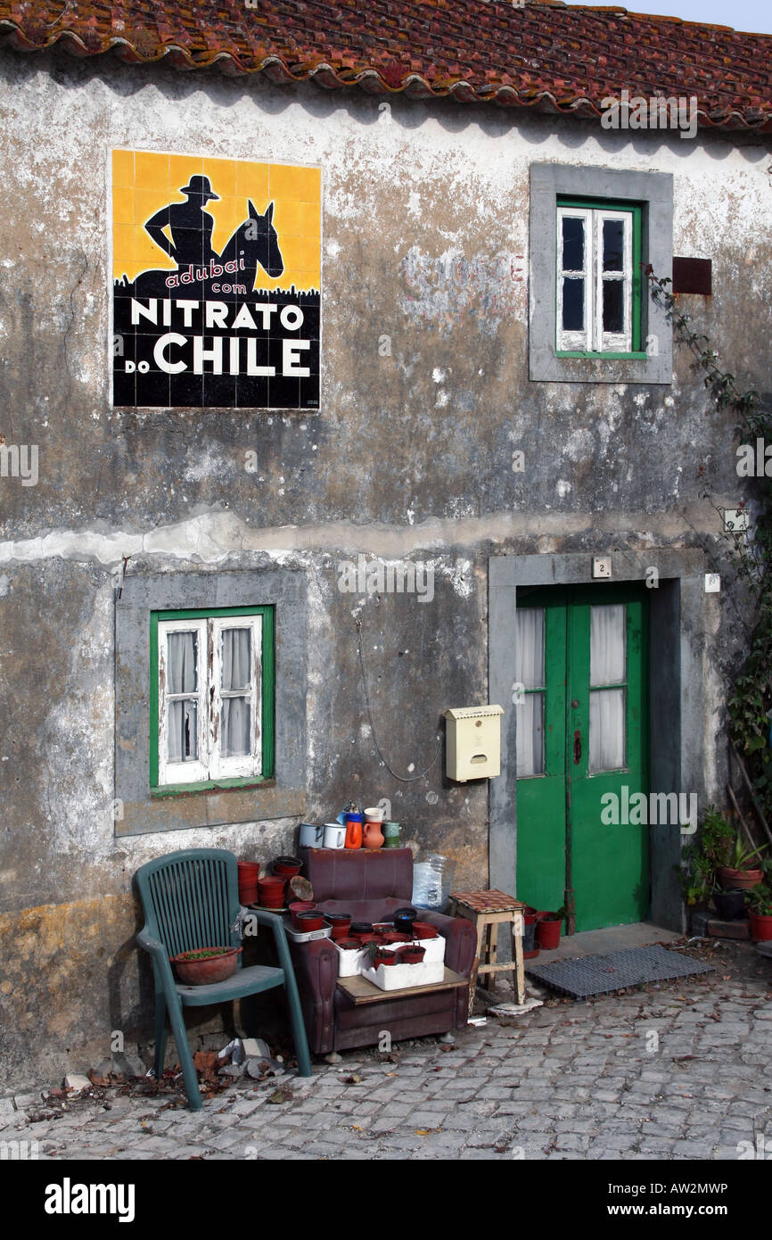 old tiles advertising Nitrato do Chile Stock Photo