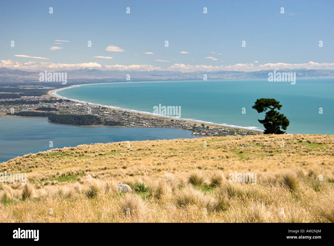 Christchurch and Pegasus Bay, New Zealand Stock Photo