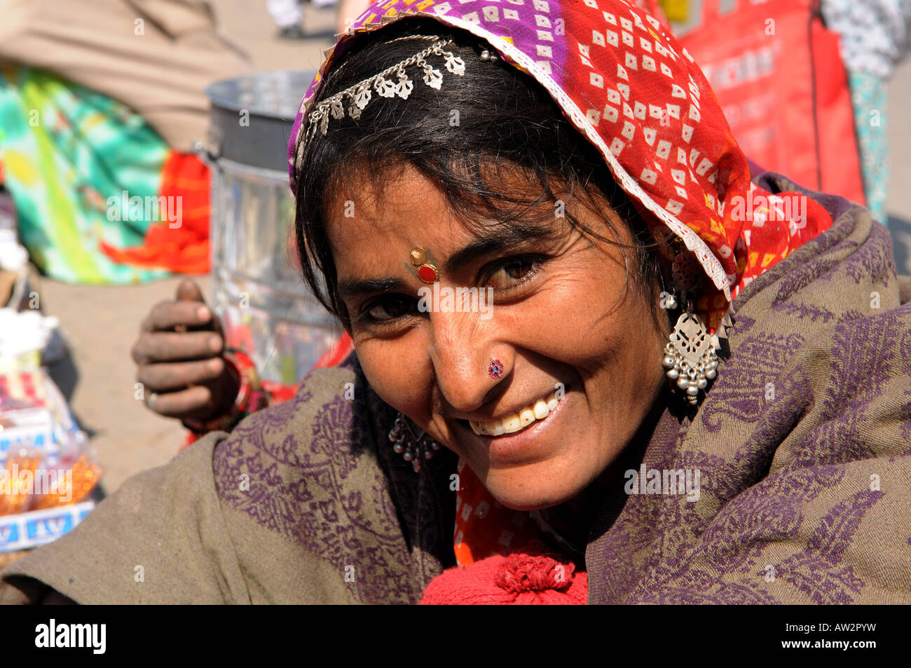A Rajasthani beauty in the colorful market in Bikaner Rajasthan India ...