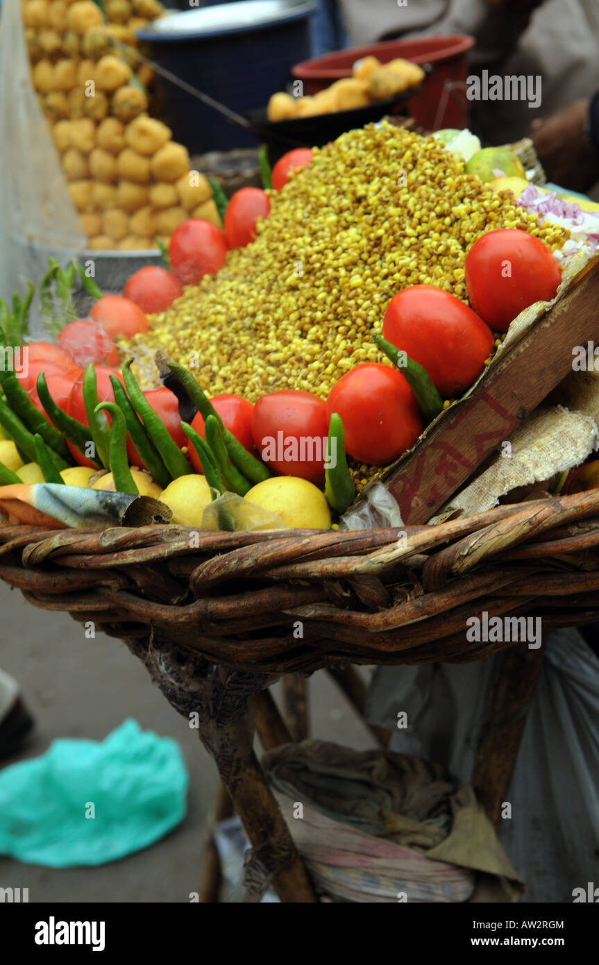 Indian snacks sold on the streets of Delhi Stock Photo - Alamy