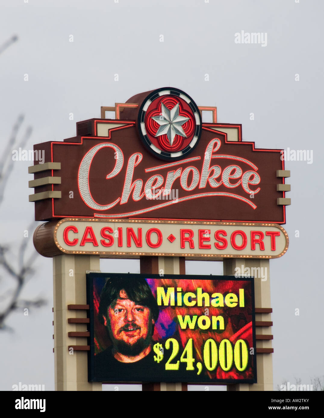 Cherokee Casino Resort sign. Stock Photo