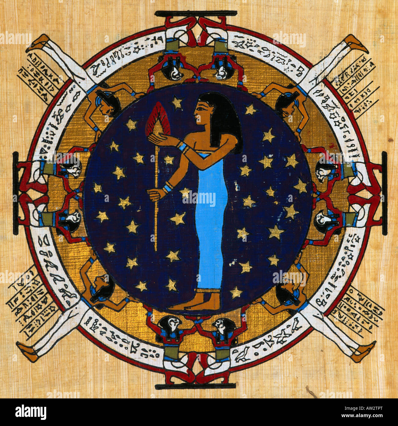 Egypt Star Sign On Papyrus Virgo 24th August to 23rd September Stock