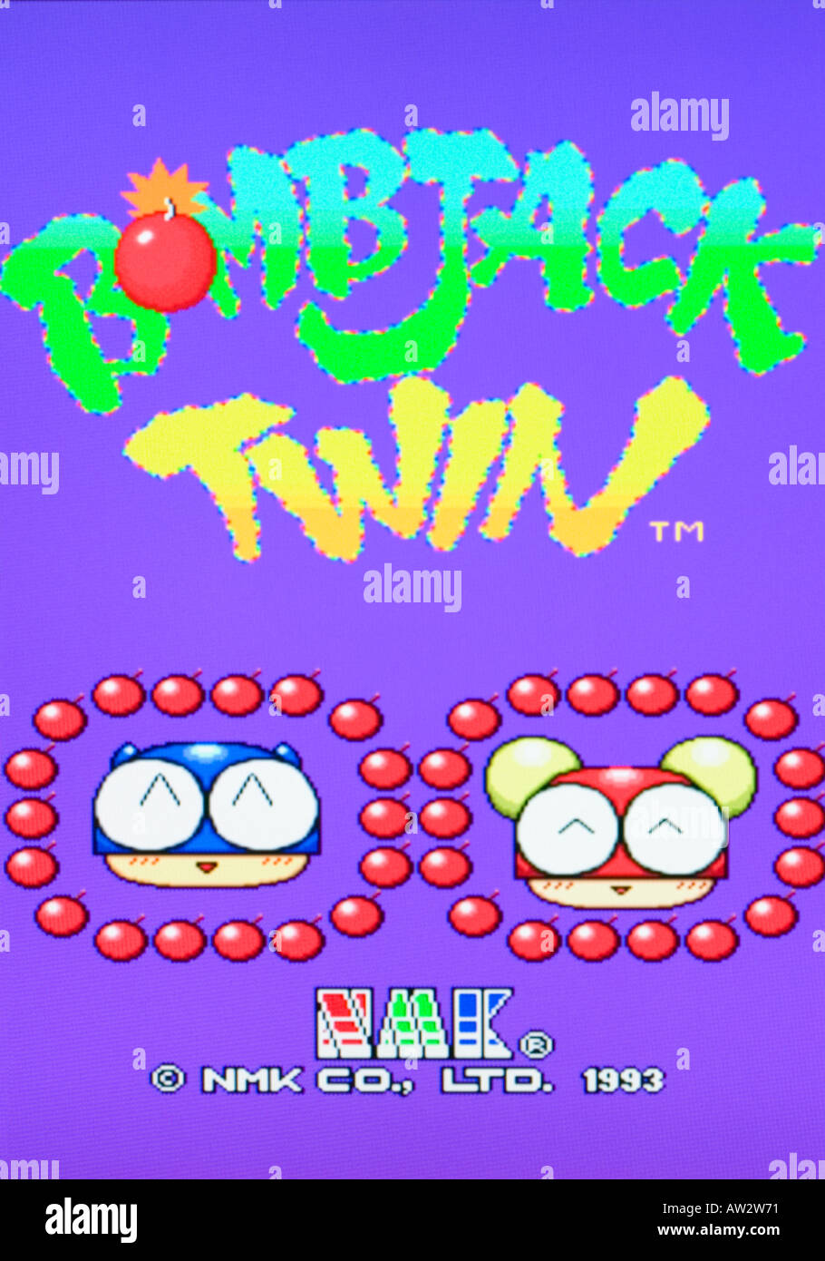 Bomb Jack Twin NMK 1993 Vintage arcade videogame screen shot Stock