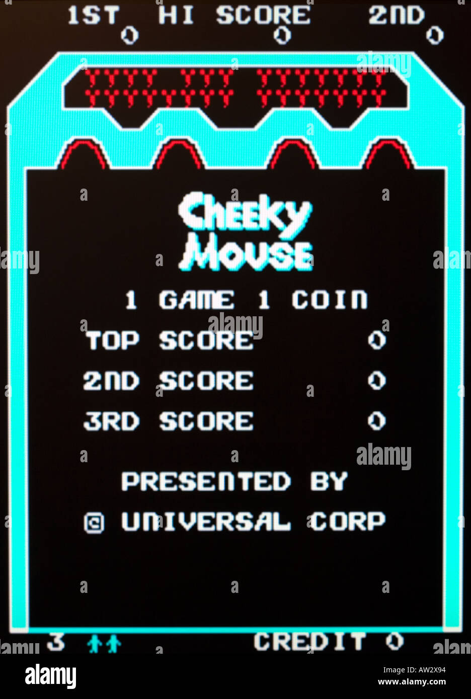 Cheeky Mouse Universal Corp Vintage arcade videogame screen shot - EDITORIAL USE ONLY Stock Photo