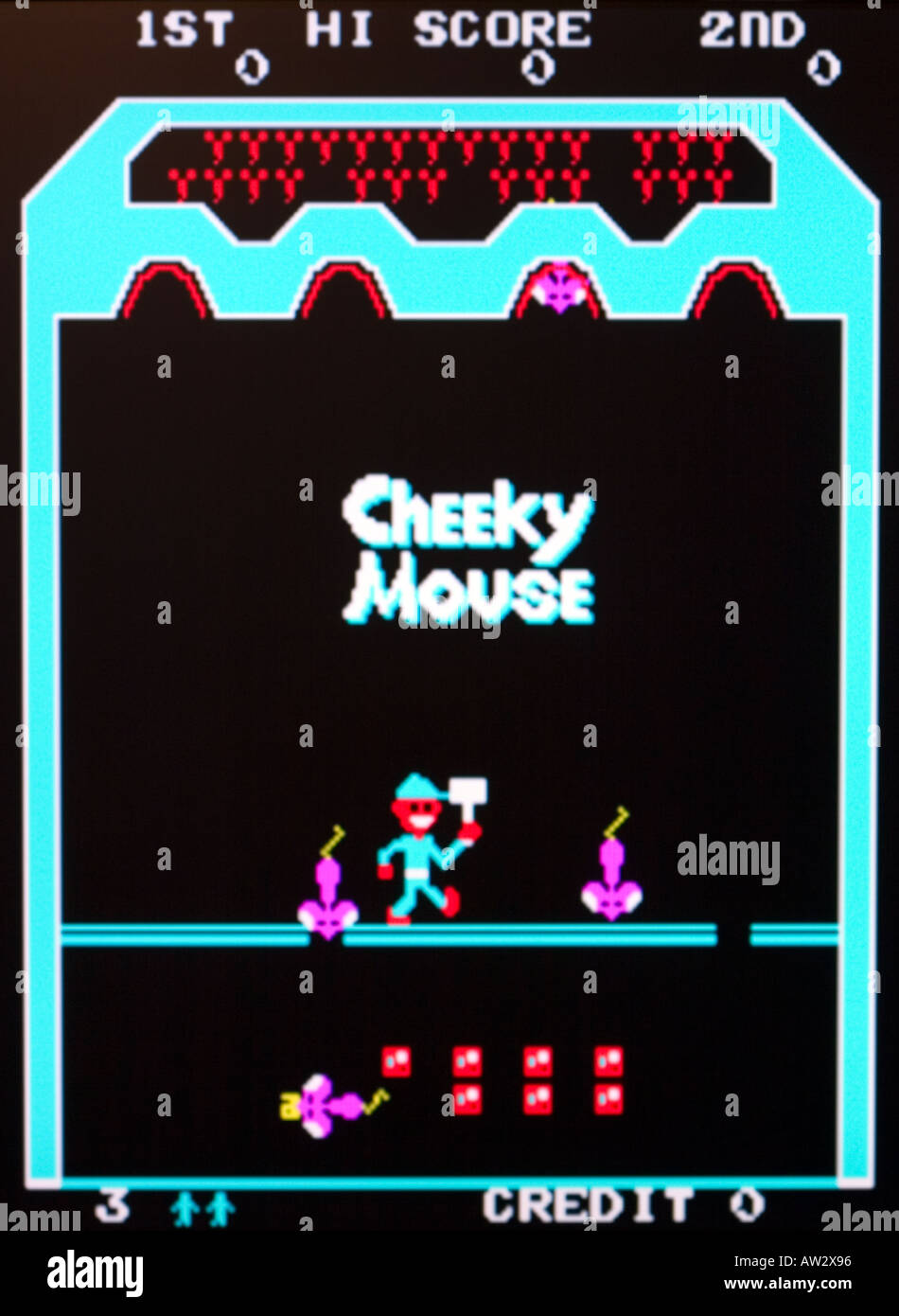 Cheeky Mouse Universal Corp Vintage arcade videogame screen shot - EDITORIAL USE ONLY Stock Photo