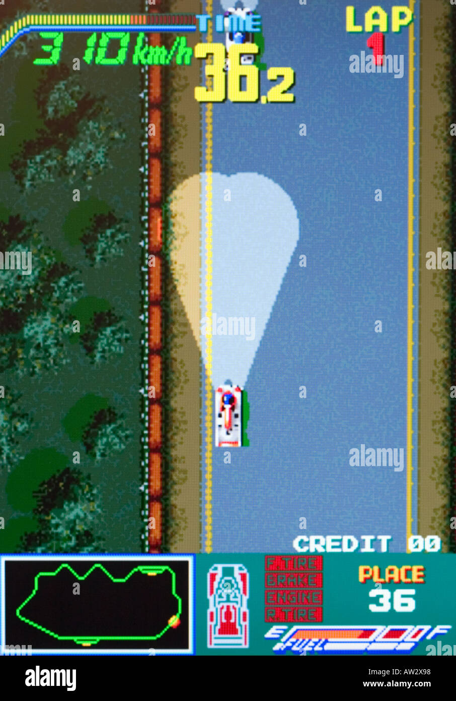 Chequered Flag Konami 1988 Vintage arcade videogame screen shot - EDITORIAL USE ONLY Stock Photo