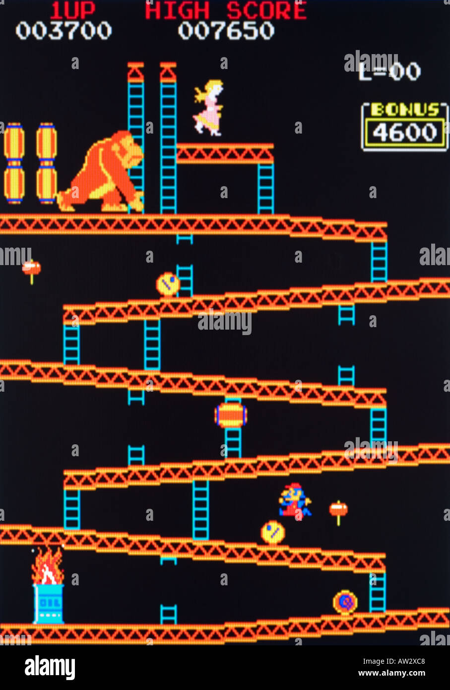 Crazy Kong Part II Falcon 1981 Vintage arcade videogame screen shot - EDITORIAL USE ONLY Stock Photo