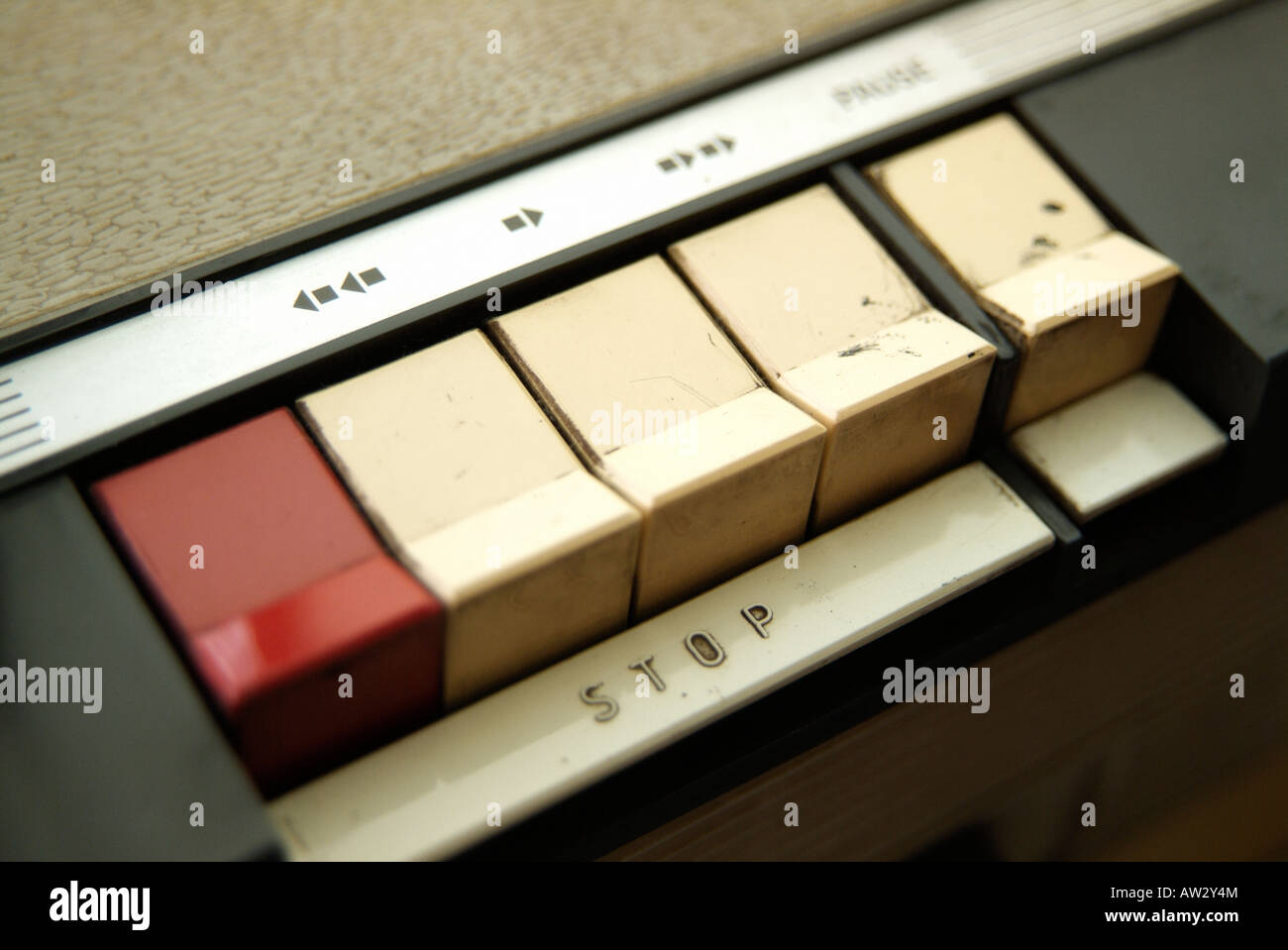 Detail of keys from a classic reeltoreel audio tape recorder Stock