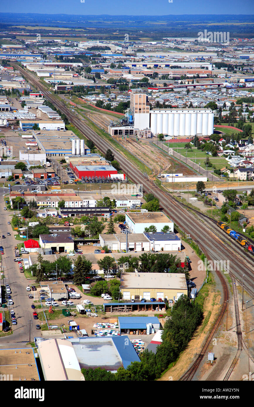 Aerial view of the industrial area in Edmonton, Alberta, Canada Stock Photo
