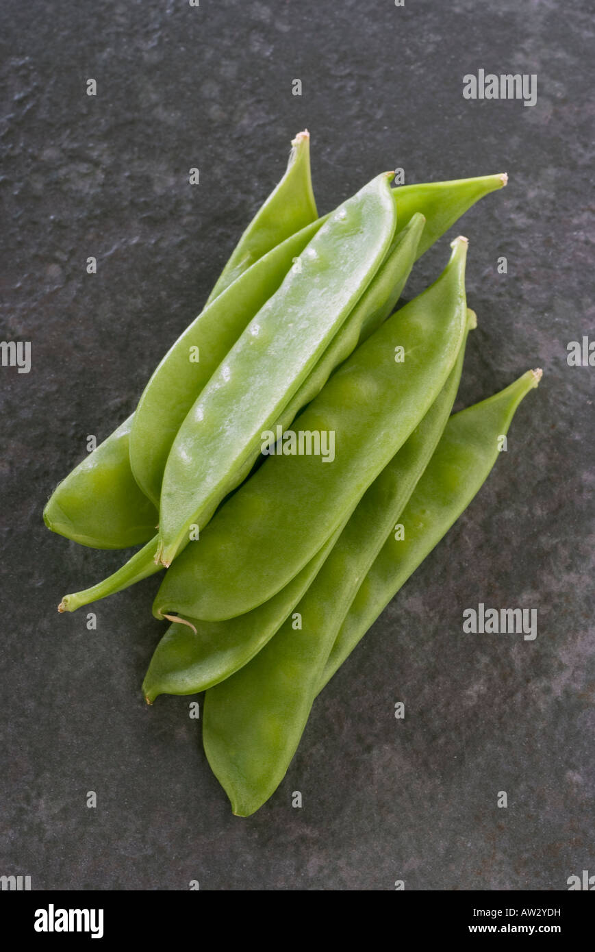 Fresh snow pea pods, also known as mange tout. Stock Photo