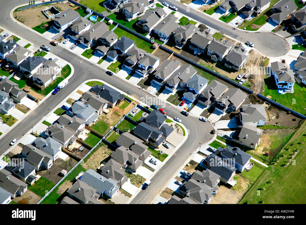 Aerial view of a residential area in Edmonton, Alberta, Canada Stock
