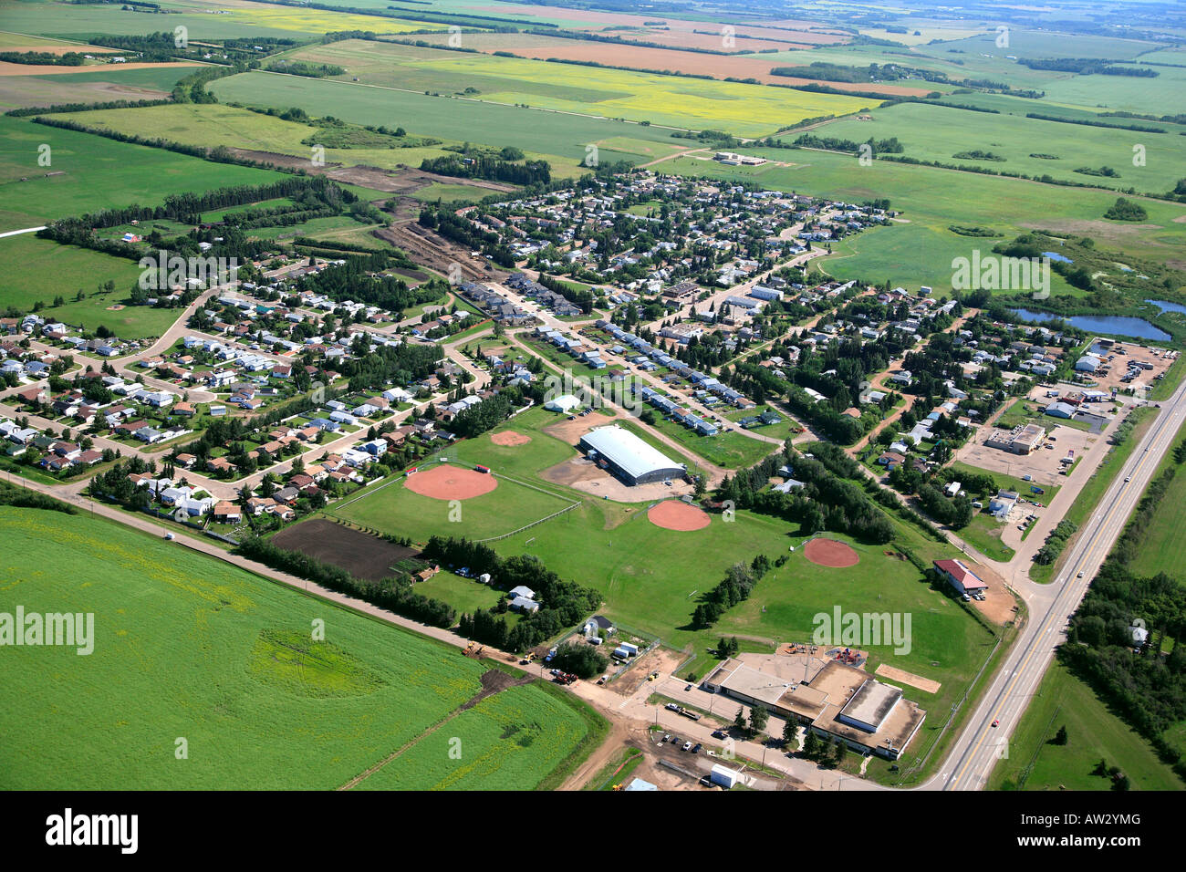 Arial view of Bon Accord, Alberta, Canada Stock Photo