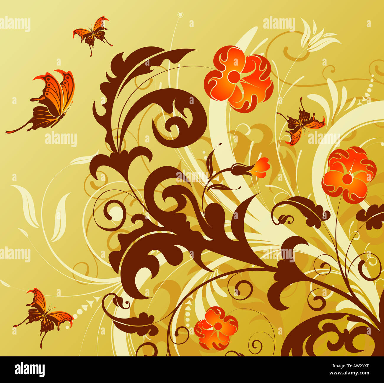 Flower background with butterfly Stock Photo - Alamy