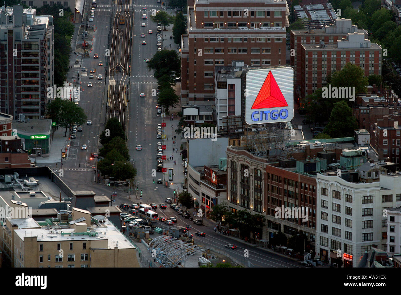 Aerial view of Kenmore Square in Boston Massachusetts Stock Photo