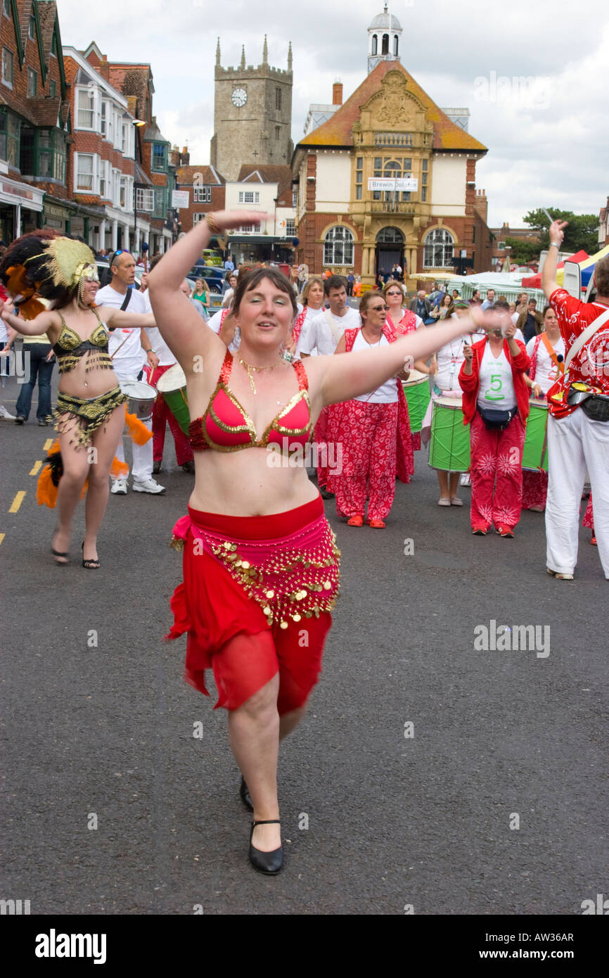 Street dances at a carnival and jazz festival in Marlborough Wiltshire Stock Photo