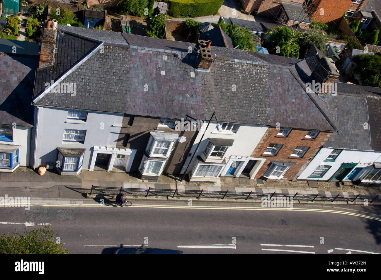 Aerial view of terraced cottages in Marlborough Wiltshire Stock Photo Alamy