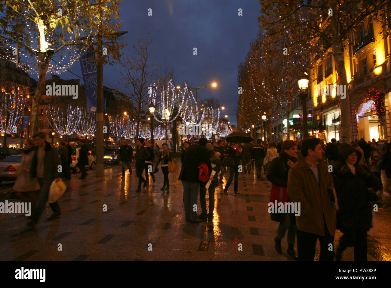 Champs Elysees with Christmas decoration, France, Paris Stock Photo