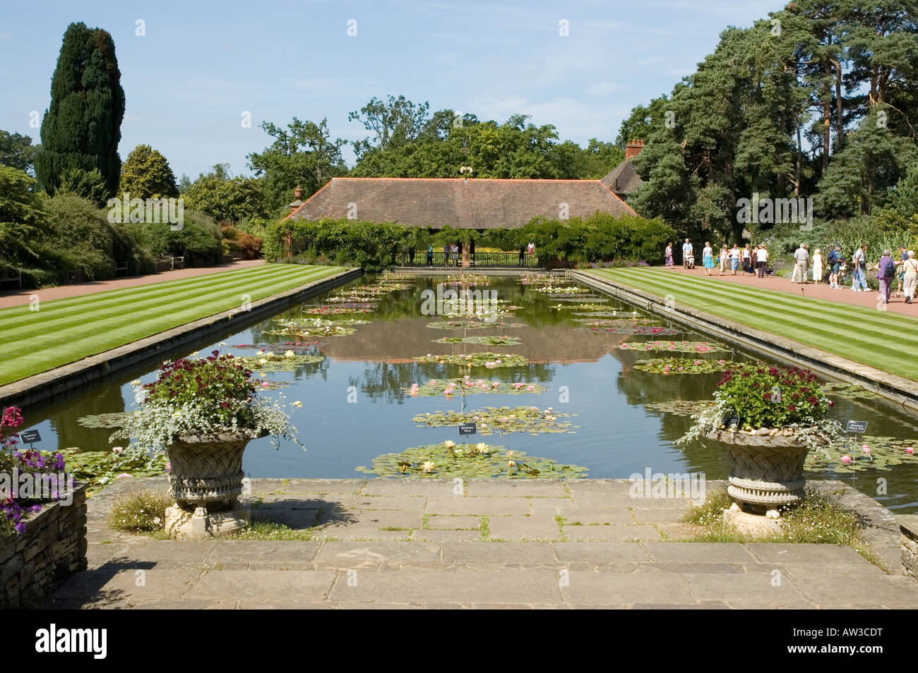 The formal lily pond at RHS Garden Wisley Stock Photo