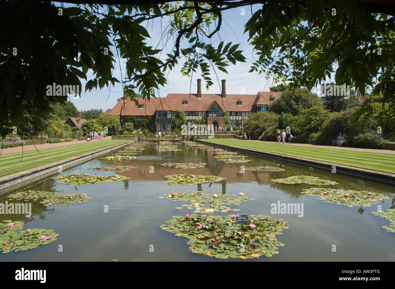 The formal lily pond at RHS Garden Wisley Stock Photo