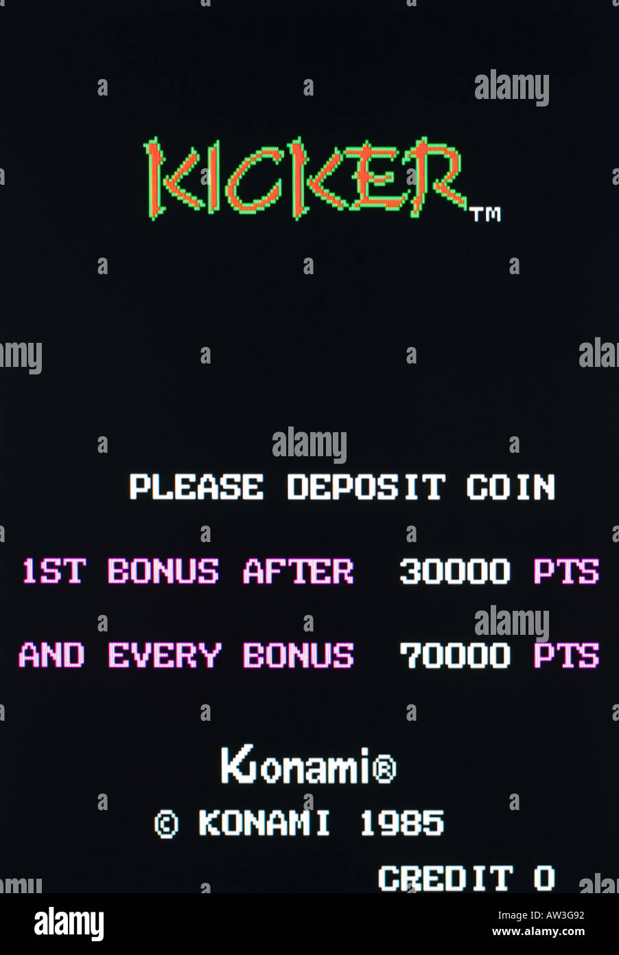 Kicker Konami 1985 Vintage arcade videogame screen shot - FOR EDITORIAL USE ONLY Stock Photo