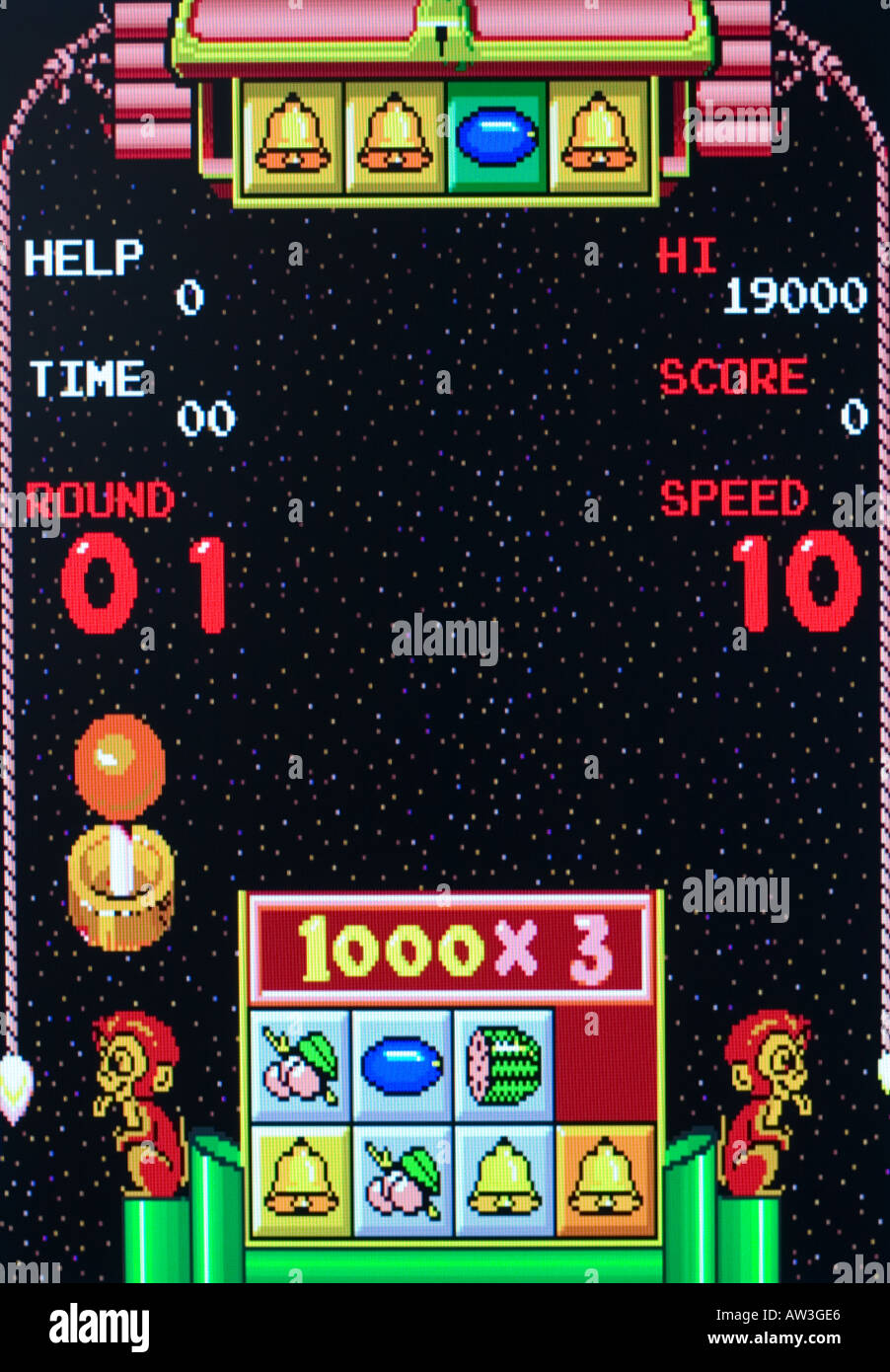 Many Block Bee Oh Corp 1991 Vintage arcade videogame screen shot - EDITORIAL USE ONLY Stock Photo