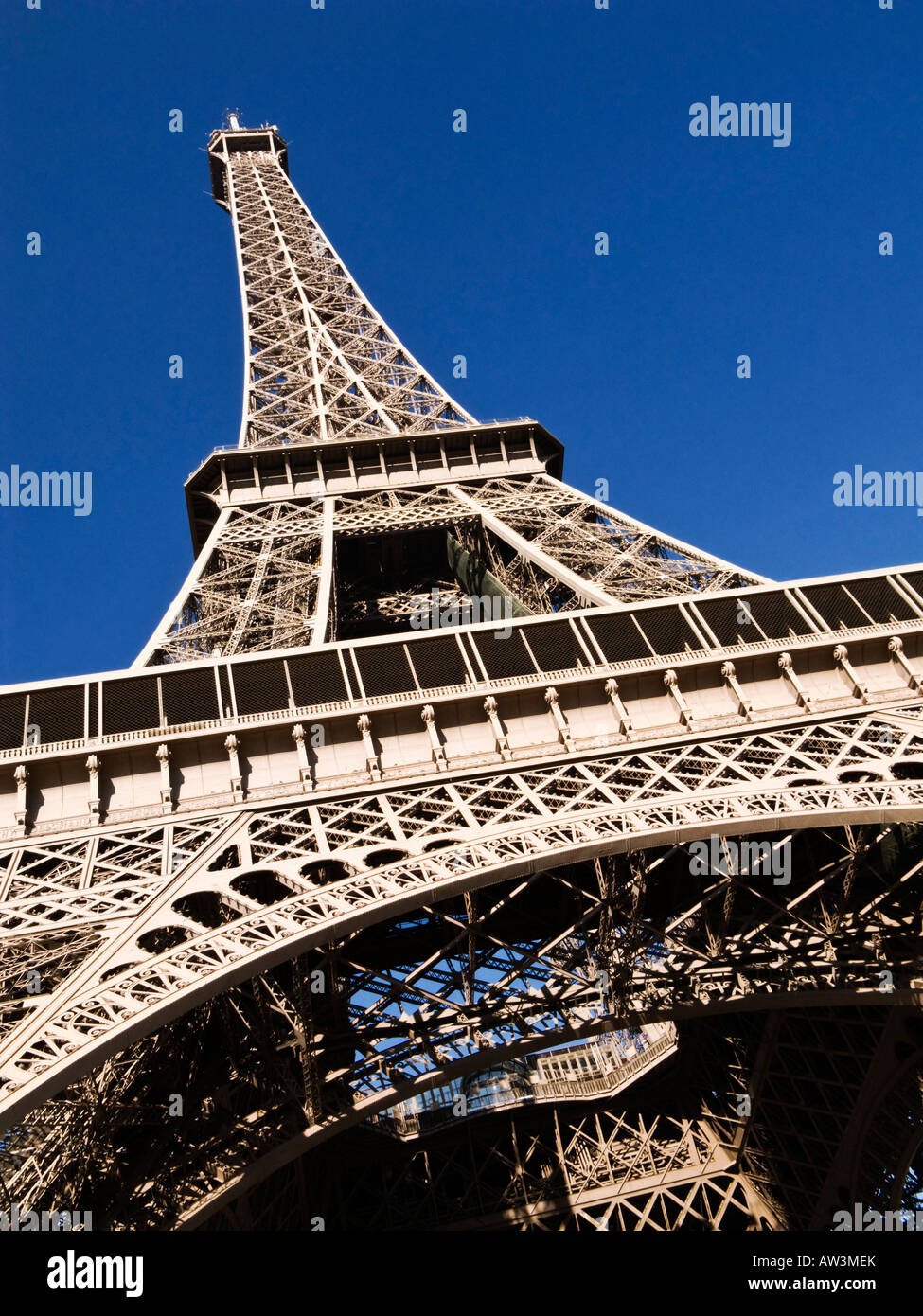 Paris, Eiffel Tower,  France, Europe - looking up Stock Photo