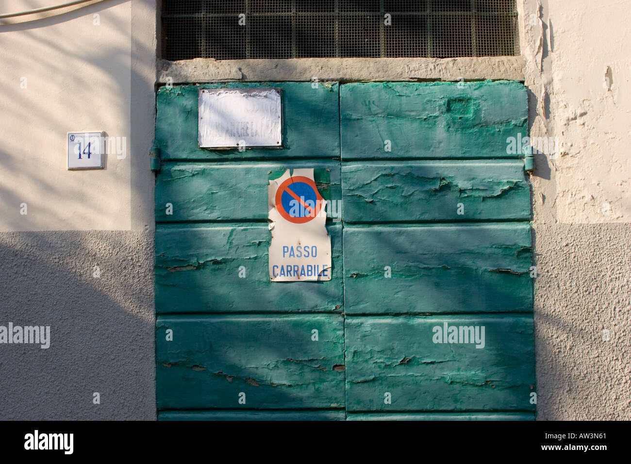 Garage door, Tuscany, Italy Stock Photo