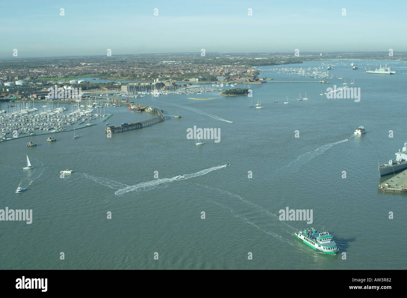 Aerial view of Portsmouth Harbour, Hampshire, England Stock Photo