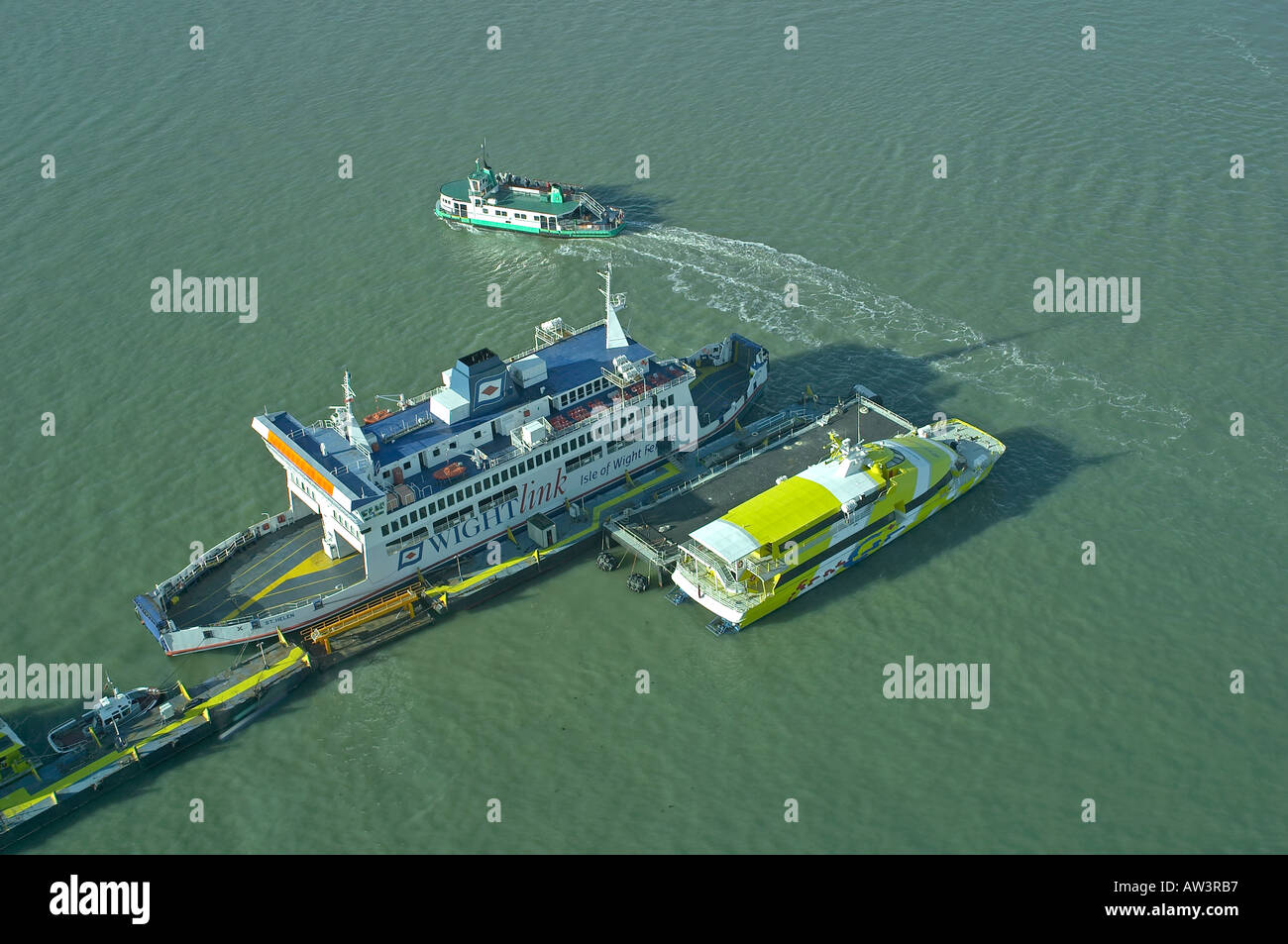 Aerial view of the Isle of Wight ferry, Portsmouth Harbour Stock Photo