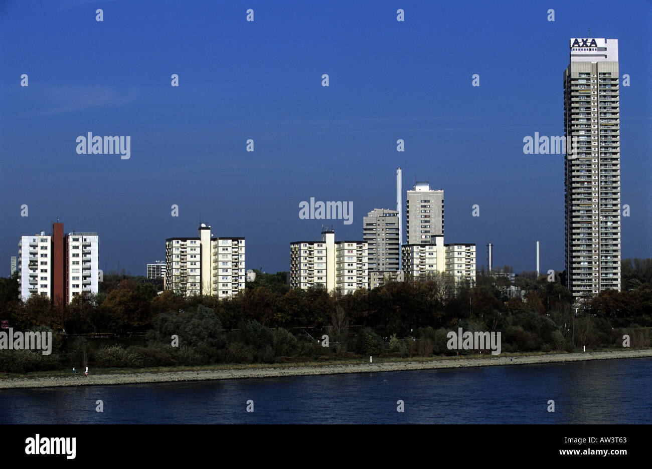 Residential apartments beside the river Rhine, Cologne, Germany Stock Photo Alamy