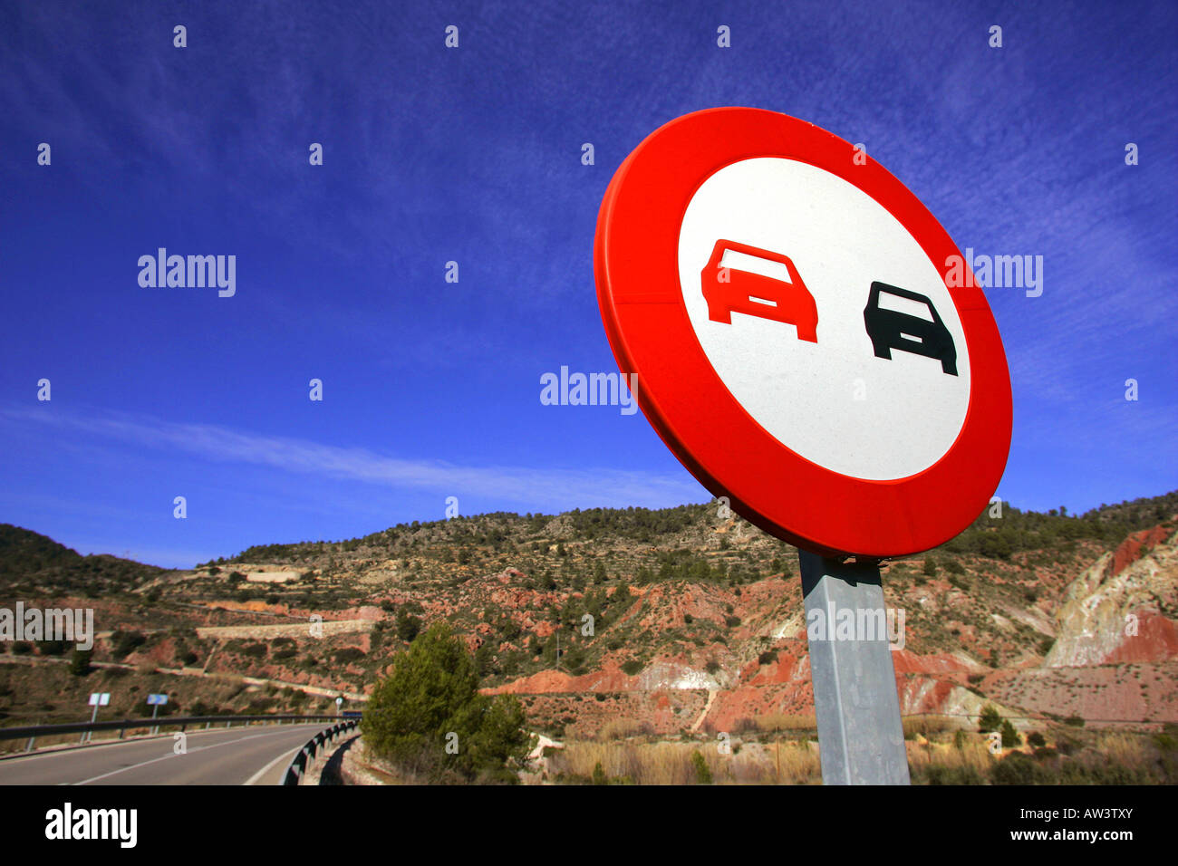 No overtaking sign Stock Photo