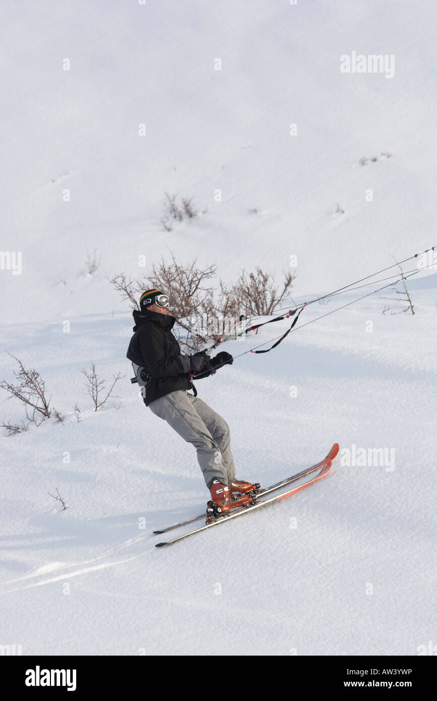 North America Idaho near Camas Prairie snow kite skiing Stock Photo