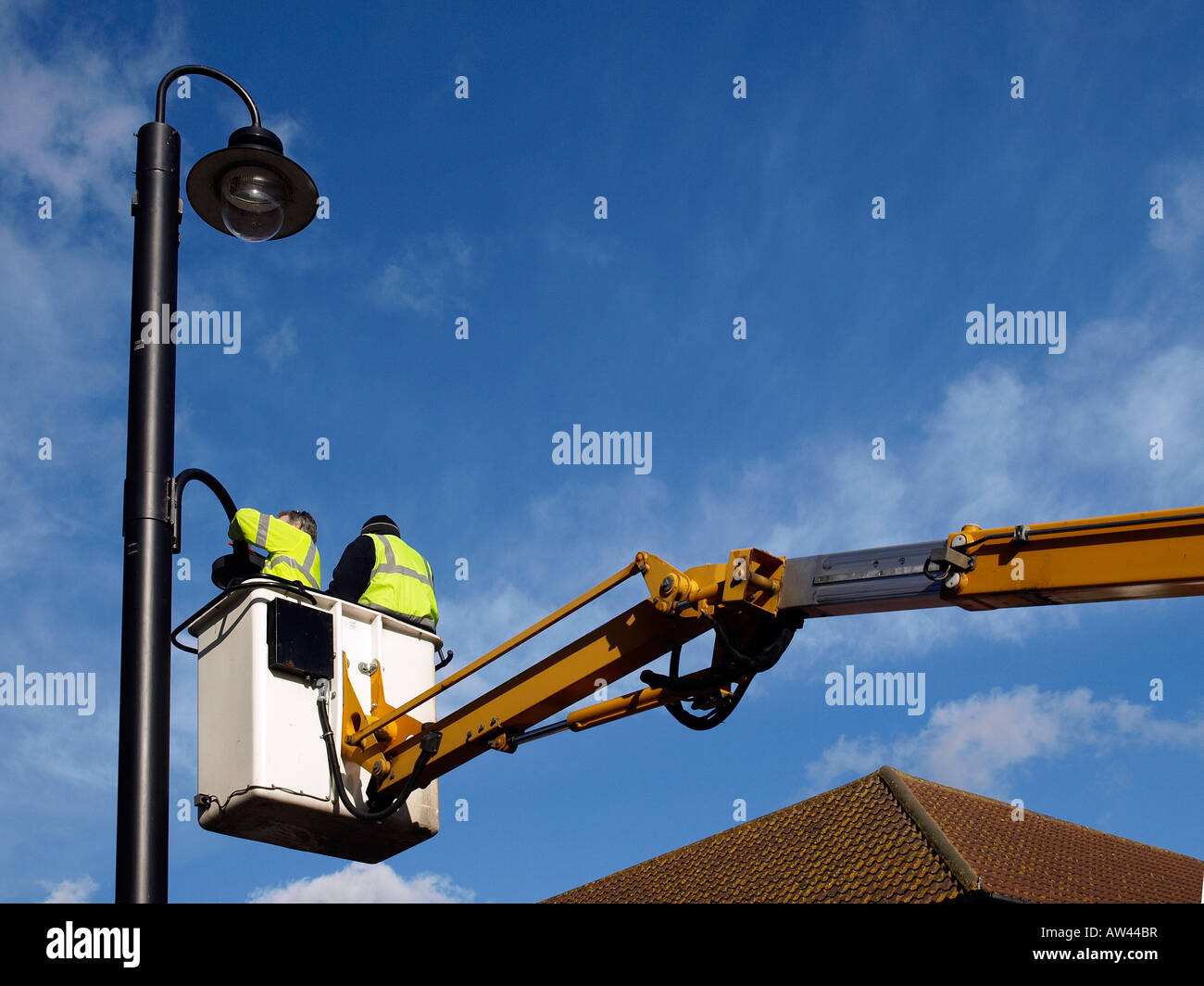 Street Lamp Repair Maintenance Stock Photos & Street Lamp Repair