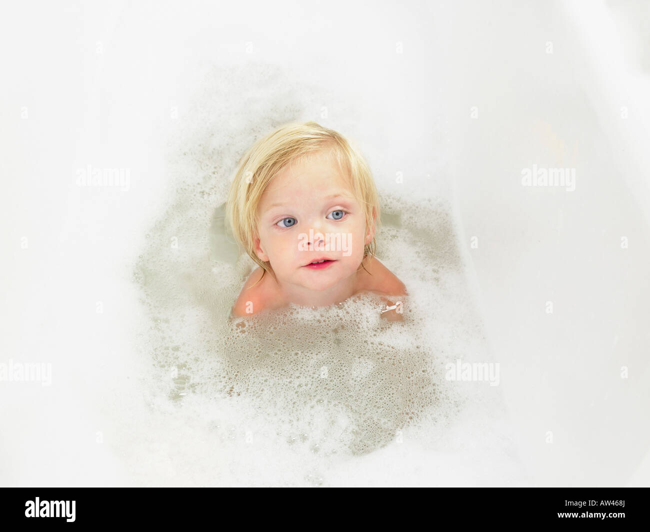 Little girl taking a bath. Stock Photo