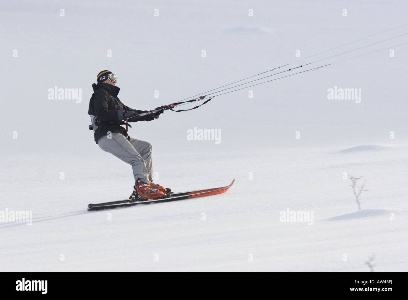 North America Idaho near Camas Prairie snow kite skiing Stock Photo