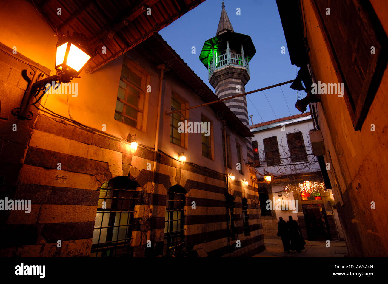 Damascus Old City at Night Syria. Stock Photo