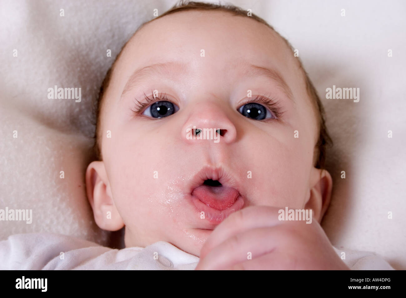 newborn baby with nasty cough and cold Stock Photo Alamy