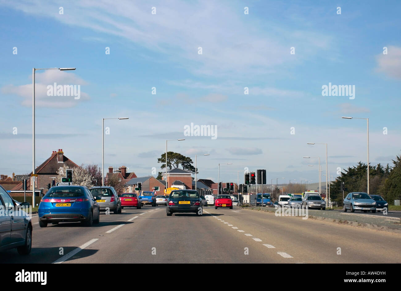 A27 trunk road approaching Chichester from the west Stock Photo Alamy