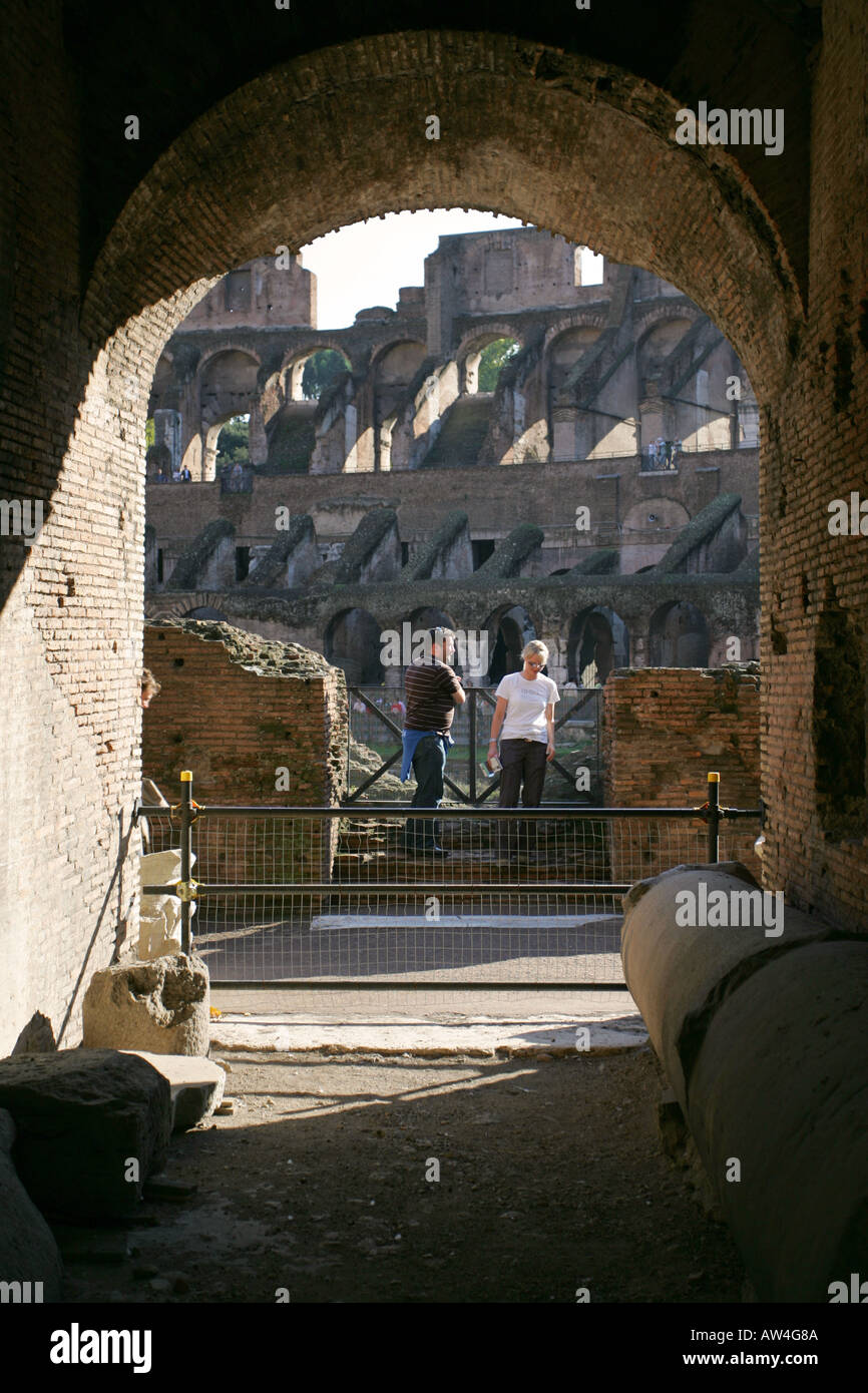Tourists admire the ancient sporting arena amphitheatre of the