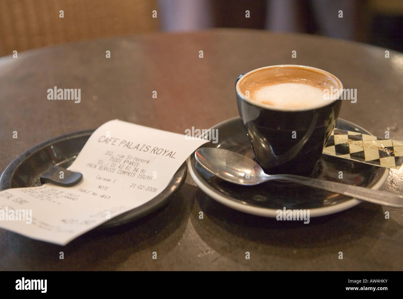 Espresso coffee in a Paris brasserie Stock Photo Alamy