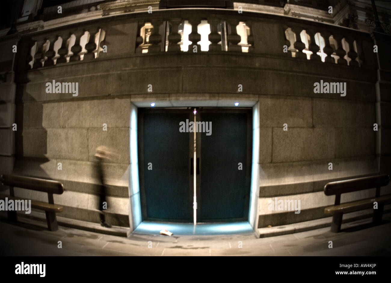 unusual angle, london (a bit science fiction with a fisheye and boy!) Stock Photo