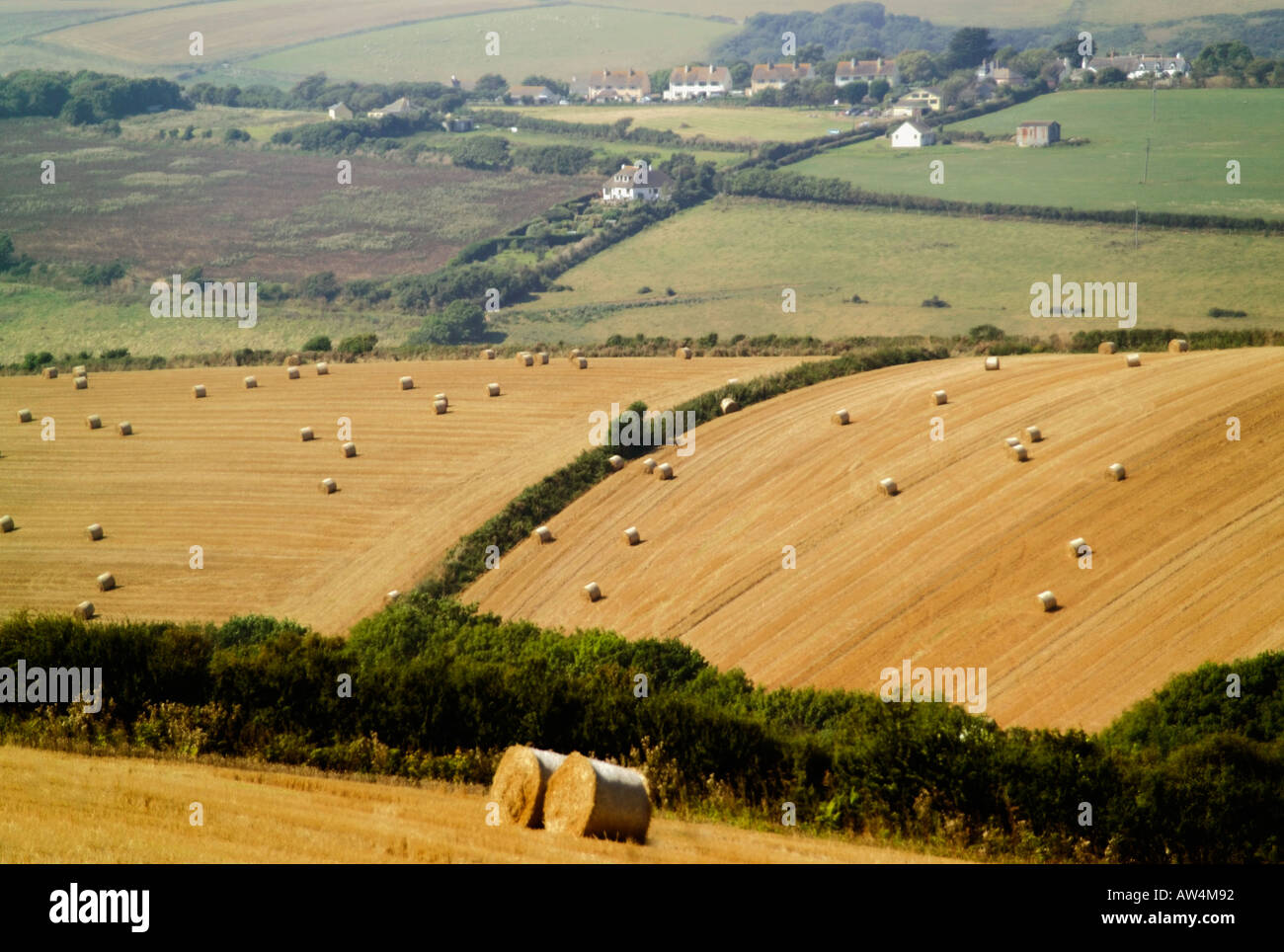 england the south west DEVON the south hams rolling hills and harvested