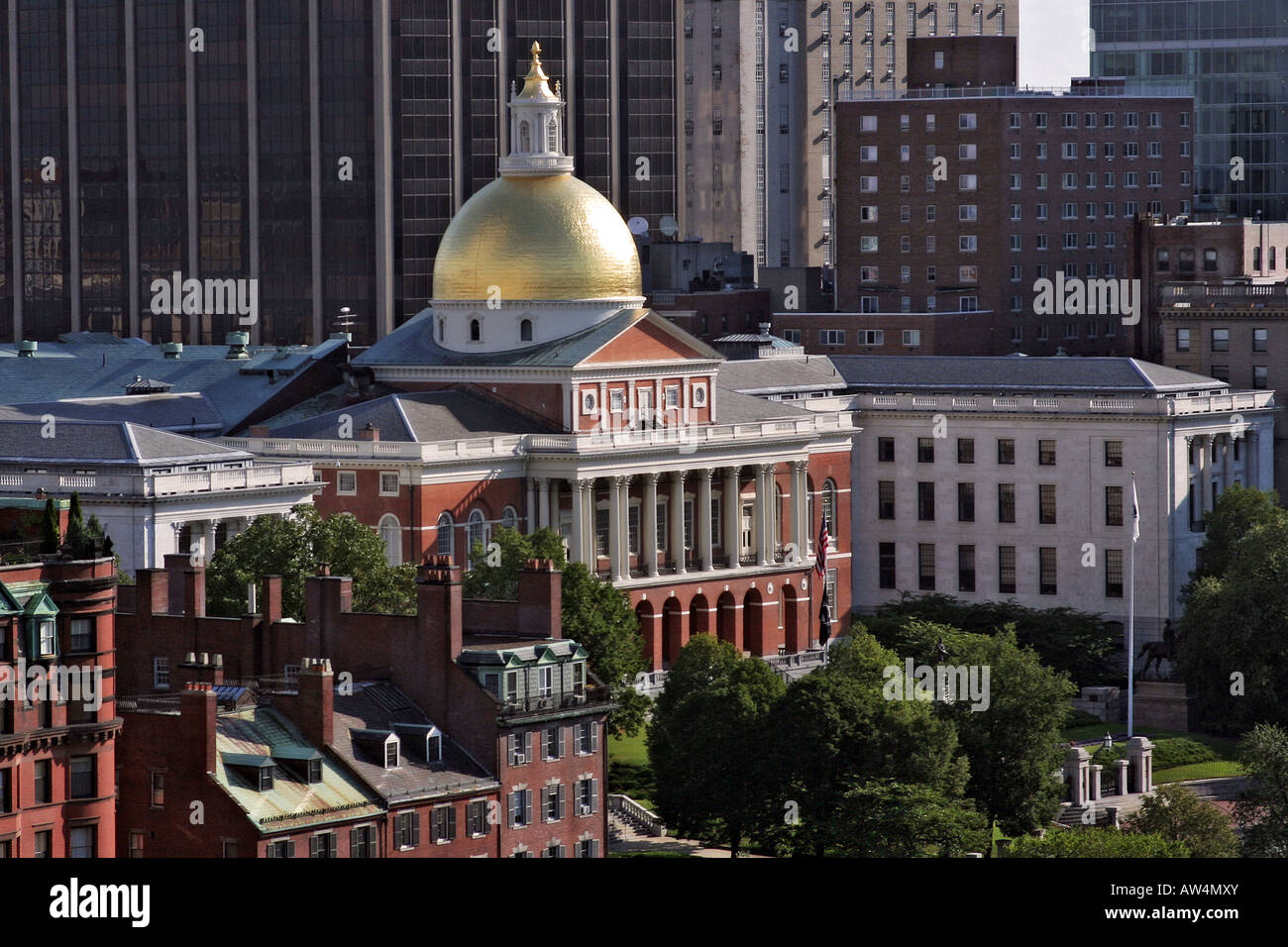 Aerial View of the Massachusetts State House in Boston Massachusetts