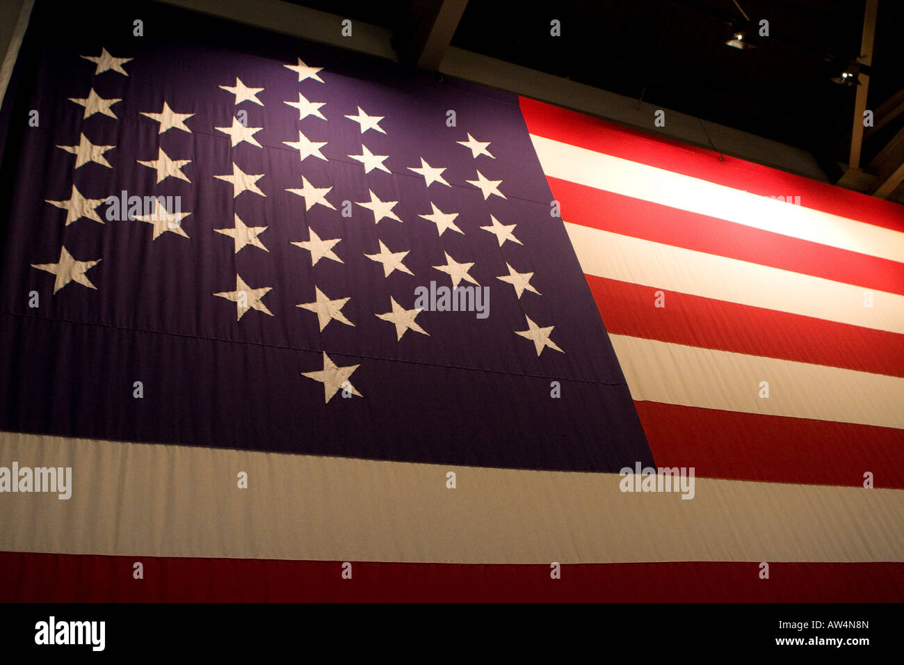 Replica of the 33 starred American Flag that flew during Union occupation of Fort Sumter, Charleston, SC Stock Photo
